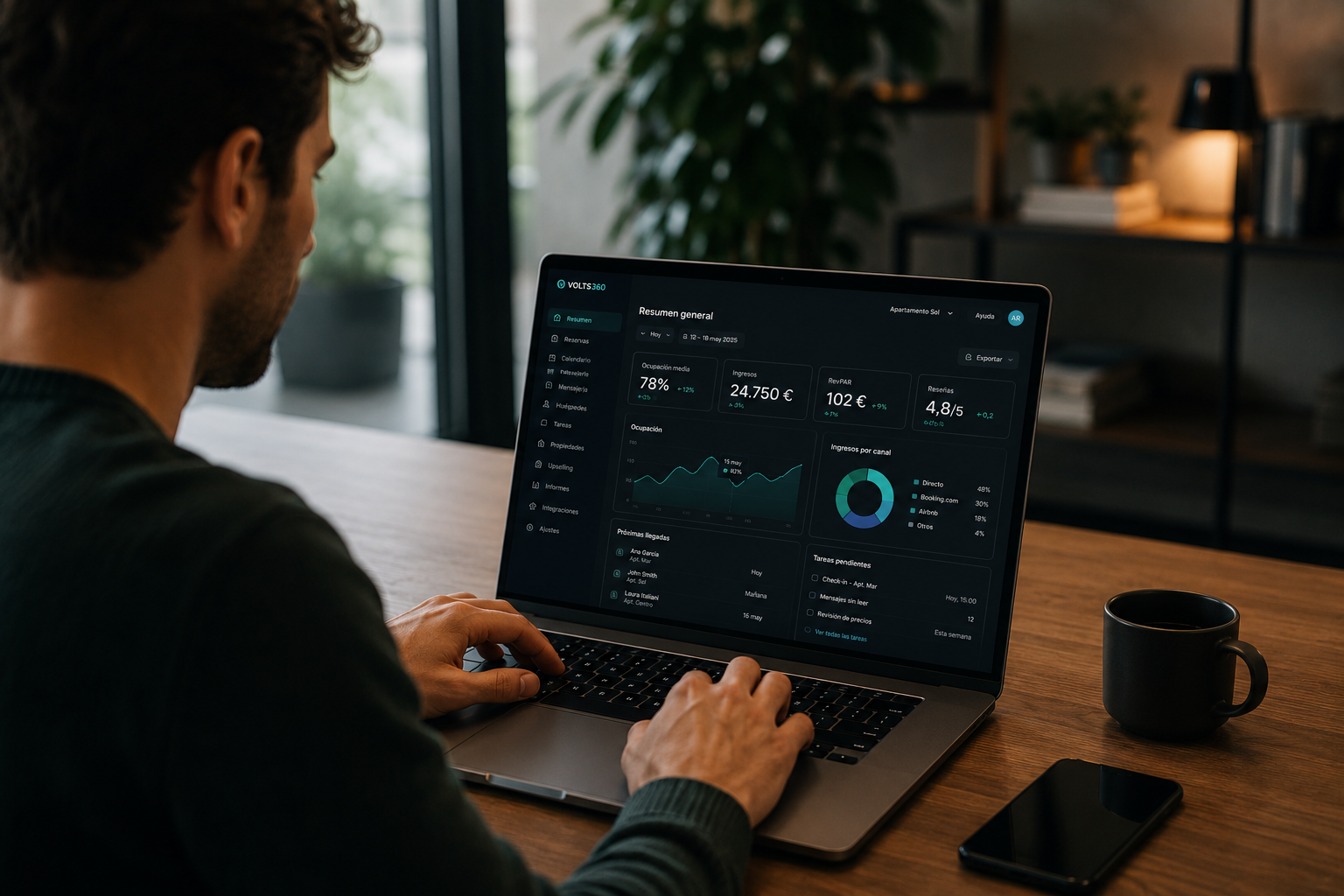 Dashboard de VOLTS360 en portátil