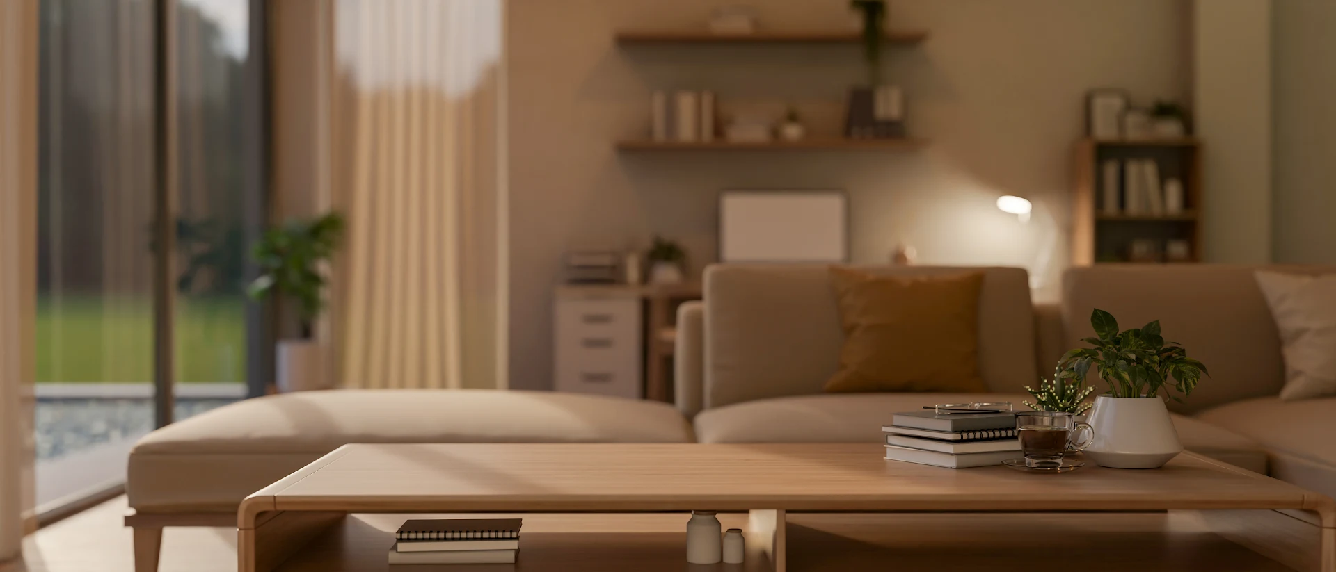 Salón de un apartamento con sofá y mesa de centro